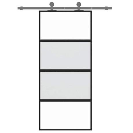 Vidaxx porte coulissante 90x205 cm verre trempé et aluminium noir