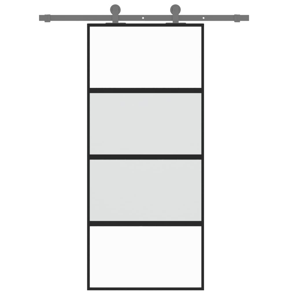 Vidaxl rutscht Dier 90x205 cm häertege Glas an Aluminium schwaarz