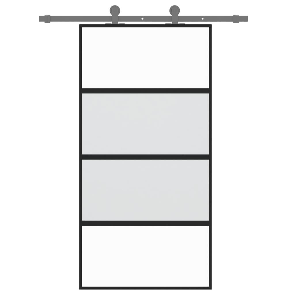 Puerta corredera Vidaxl 102.5x205 cm de vidrio endurecido y negro de aluminio