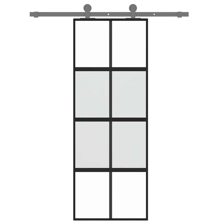 Vidaxx porte coulissante 76x205 cm verre trempé et aluminium noir