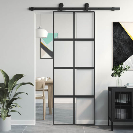 Vidaxx porte coulissante 76x205 cm verre trempé et aluminium noir