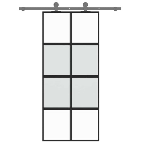 Vidaxx porte coulissante 90x205 cm verre trempé et aluminium noir