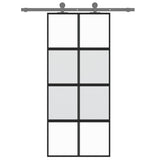 Vidaxl schuifdeur 90x205 cm gehard glas en aluminium zwart