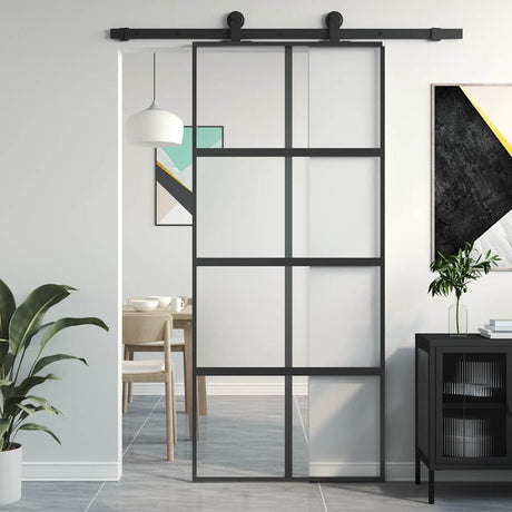 Vidaxx porte coulissante 90x205 cm verre trempé et aluminium noir