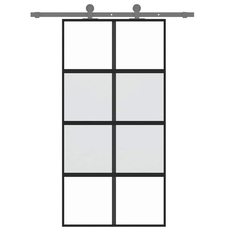 VidaXL Porte coulissante 102,5x205 cm verre trempé et aluminium noir