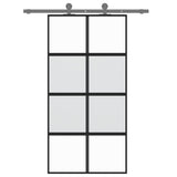 VidaXL Schuifdeur 102,5x205 cm gehard glas en aluminium zwart