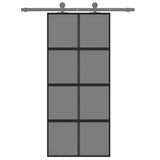 VidaXL Porte coulissante 90x205 cm verre trempé et aluminium noir