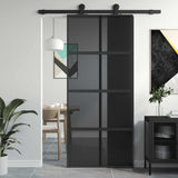 VidaXL Porte coulissante 90x205 cm verre trempé et aluminium noir