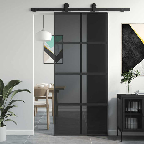 VidaXL Porte coulissante 90x205 cm verre trempé et aluminium noir
