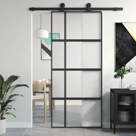 Vidaxx porte coulissante 90x205 cm verre trempé et aluminium noir