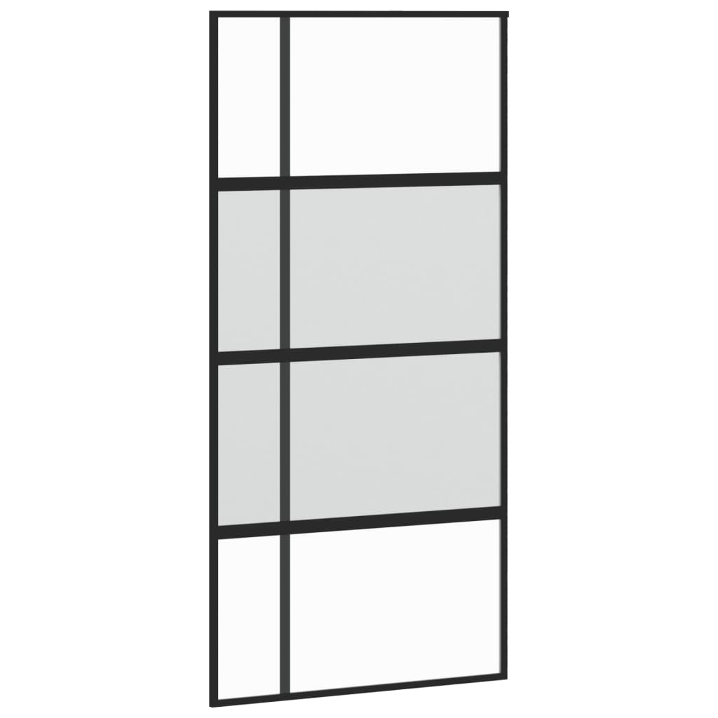 Vidaxl Schiebetür 102,5 x 205 cm gehärtetes Glas und Aluminiumschwarz