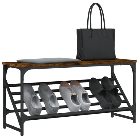 Rack à chaussures Vidaxl 90x30x45 cm en bois transformé en bois de chêne fumé coloré