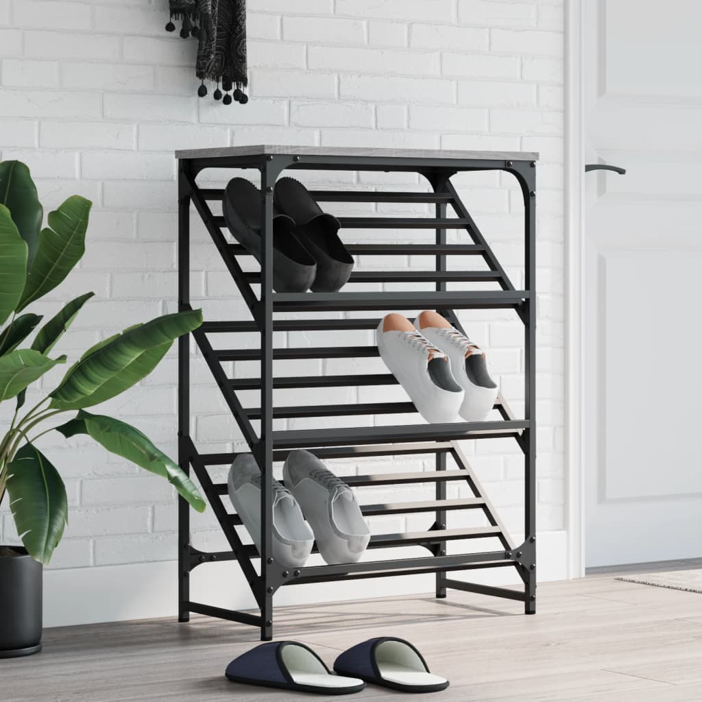 Vidaxl Shoe Rack 60x30x85 cm przetworzony drewniany szary sonoma