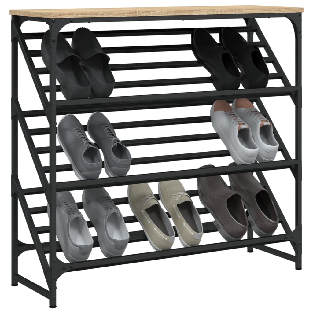 Vidaxl Shoe Rack 90x30x85 cm forarbejdet træ sonoma eg farvet