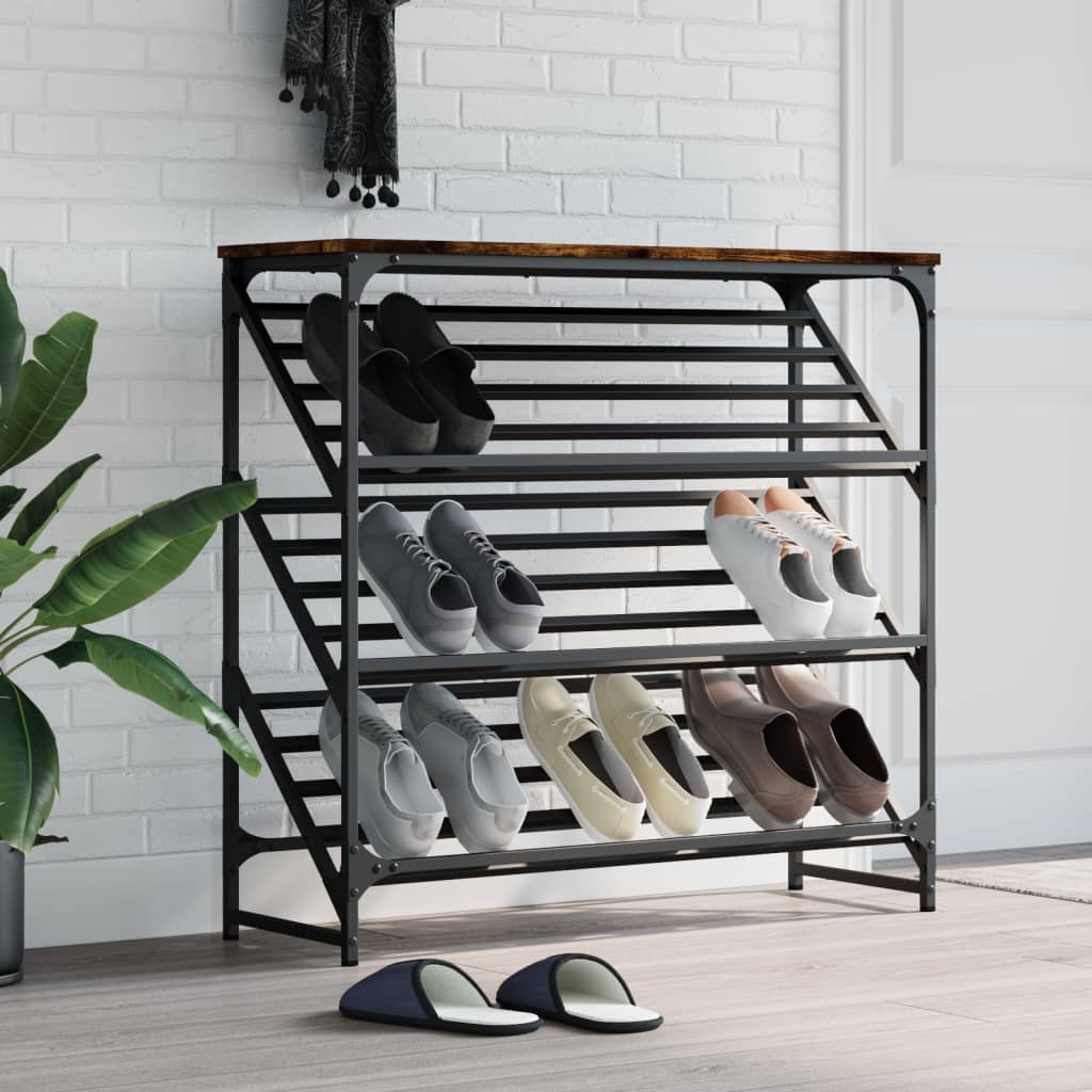 VidaXL shoe rack 90x30x85 cm processed wood smoked oak colored