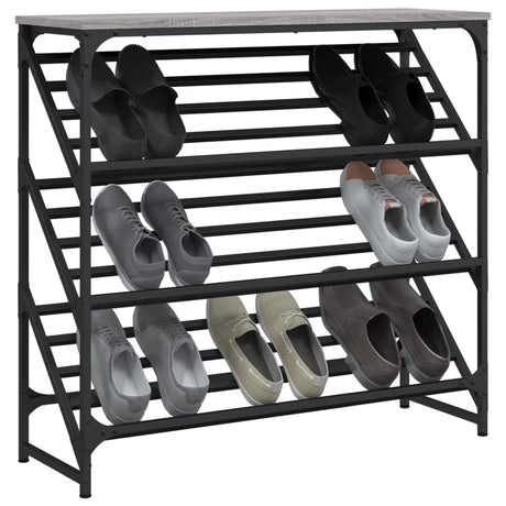 VidaXL étagère à chaussures 90x30x85 cm bois fini gris Sonoma