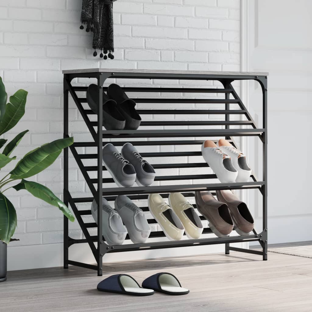 VidaXL étagère à chaussures 90x30x85 cm bois fini gris Sonoma