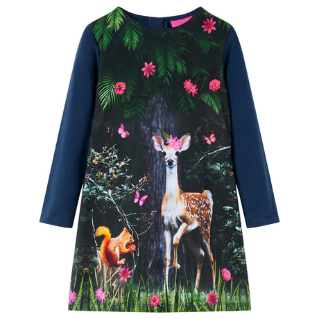 VidaXL Robe enfant à manches longues 140 bleu marine
