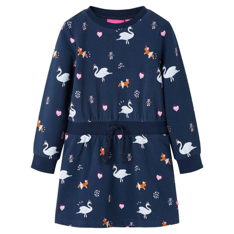 VidaXL Robe enfant à manches longues 128 bleu marine