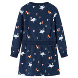 VidaXL Robe enfant à manches longues 128 bleu marine