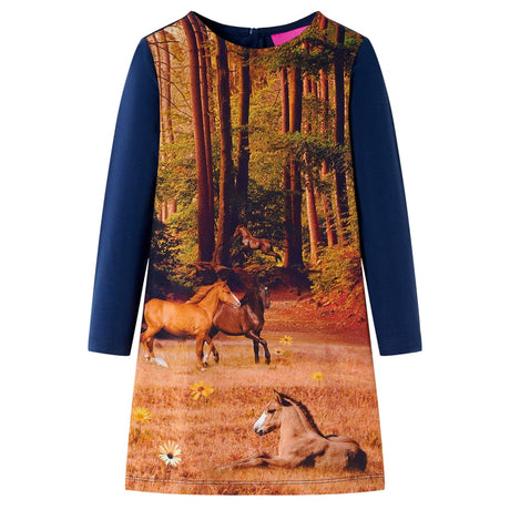 VidaXL Robe enfant à manches longues 128 bleu marine
