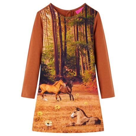 VidaXL Robe enfant à manches longues 104 couleur cognac