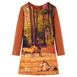 VidaXL Robe enfant à manches longues 128 couleur cognac
