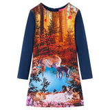 VidaXL Robe enfant à manches longues 140 bleu marine