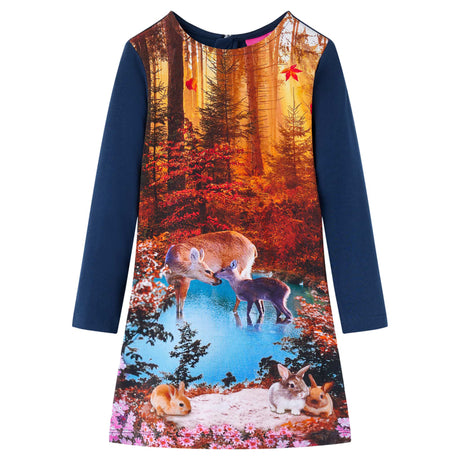 VidaXL Robe enfant à manches longues 140 bleu marine