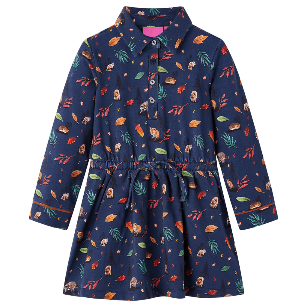 Vidaxl Robe pour enfants à manches longues 116 bleu marine