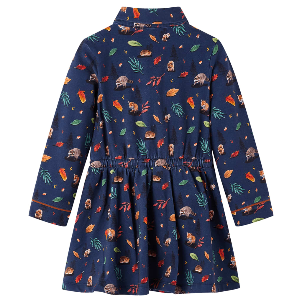 Vidaxl Robe pour enfants à manches longues 116 bleu marine