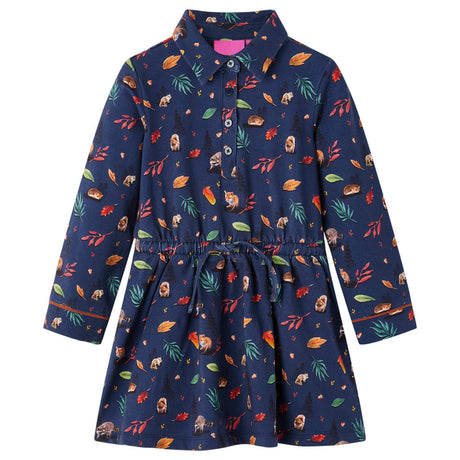 VidaXL Robe enfant à manches longues 128 bleu marine