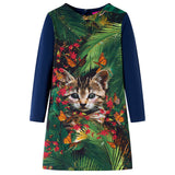 VidaXL Robe enfant à manches longues 116 bleu marine