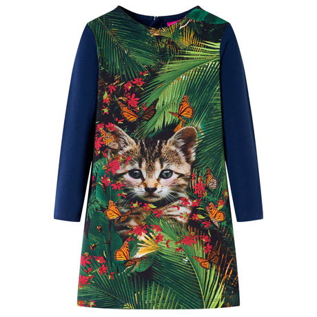VidaXL Robe enfant à manches longues 128 bleu marine