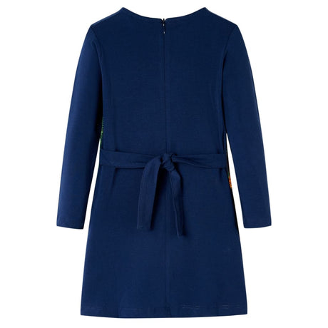 VidaXL Robe enfant à manches longues 128 bleu marine