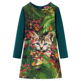 VidaXL Robe enfant à manches longues 116 vert foncé