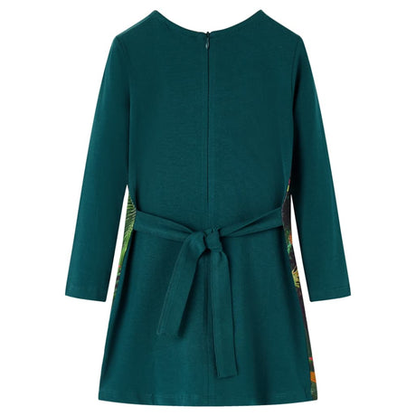VidaXL Robe enfant à manches longues 128 vert foncé