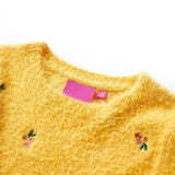 Vidaxl Børns sweater strikket 116 Ocher -farvet