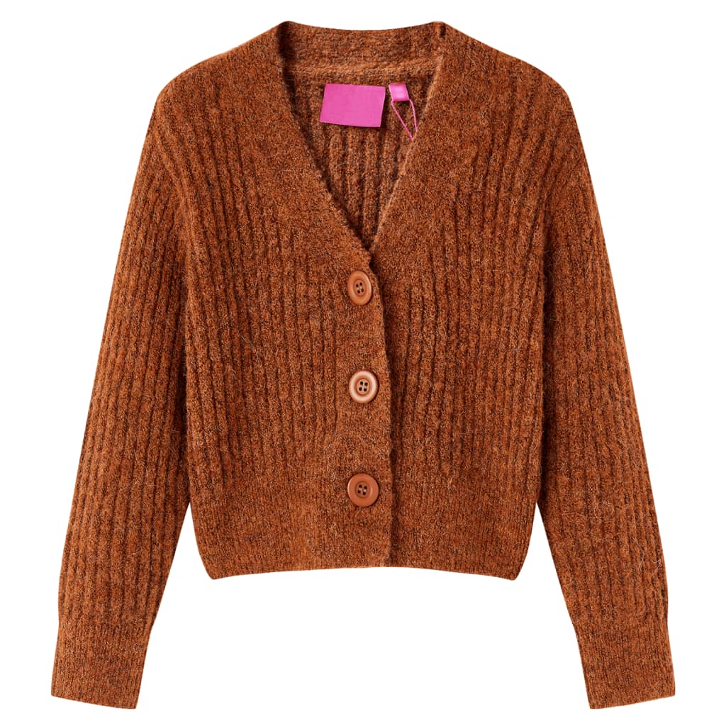 Vidaxl Kinderweste gestrickt 104 Cognac gefärbt