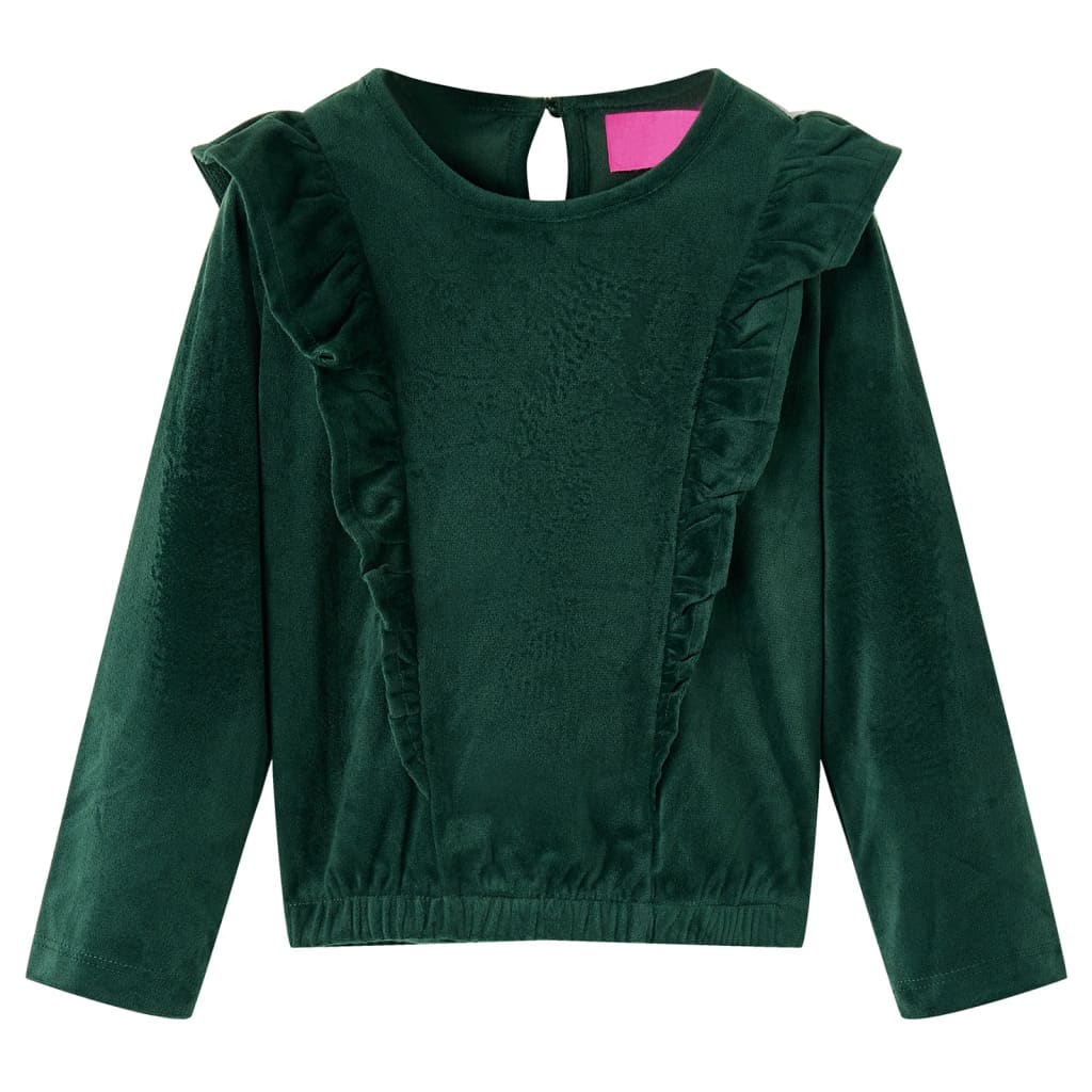 Vidaxl BLOUSTA CON NIÑOS CON RUFFLES 116 Dark Green