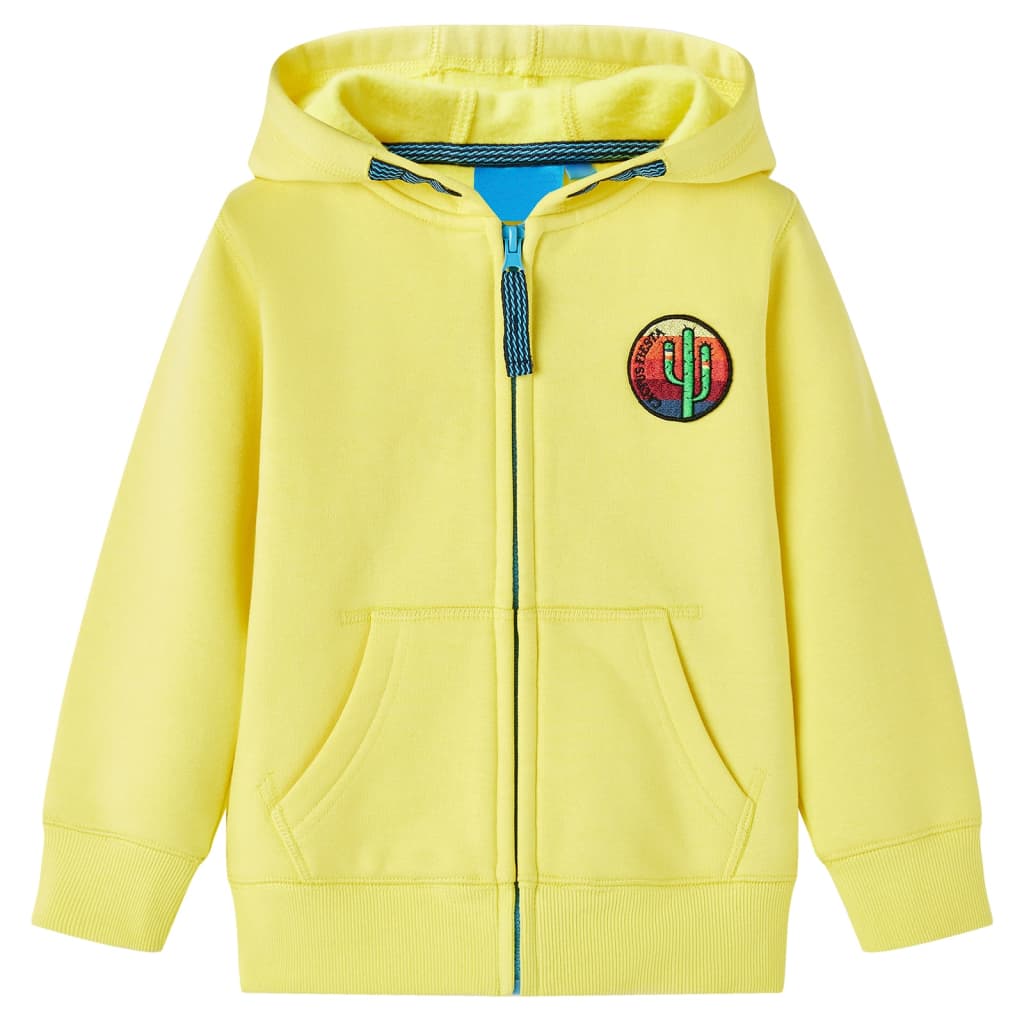 VidaXL Cardigan enfant avec capuche et fermeture éclair 128 jaune clair