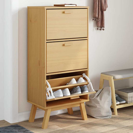 Vidaxx armoire à chaussures ancienne 55x35x120 cm bois de pin marron