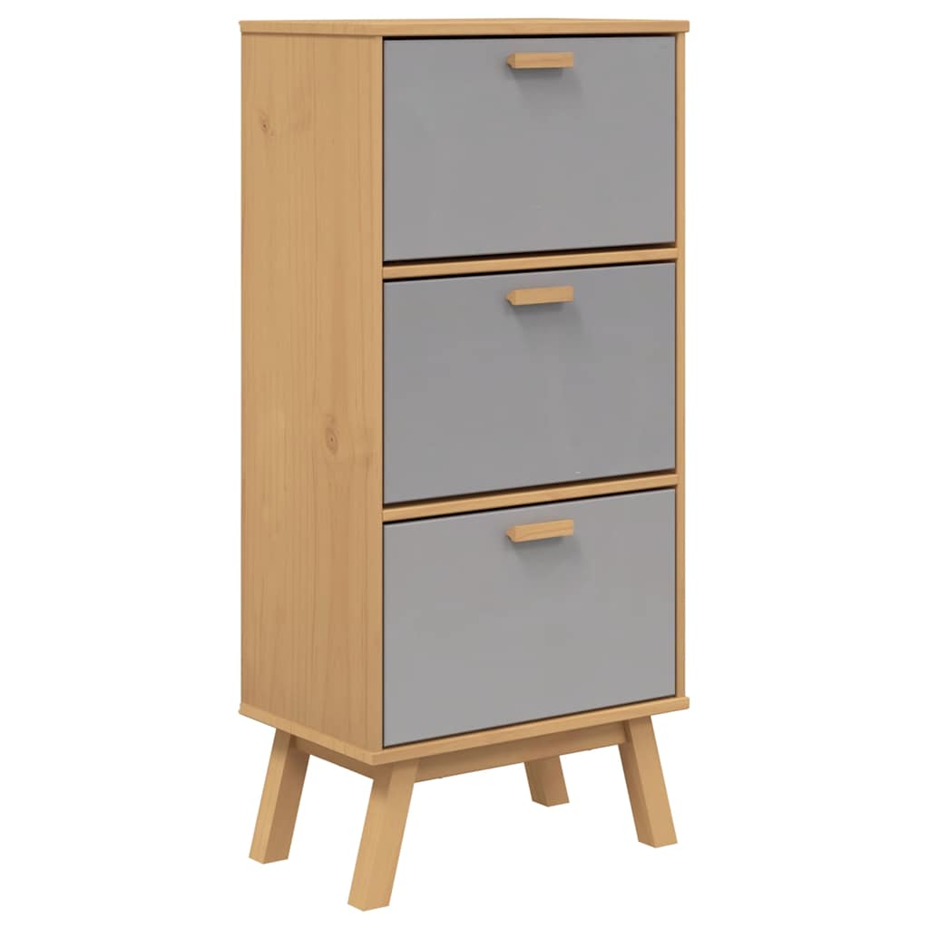 Vidaxl Shoe Cabinet Olden 55x35x120 cm Pine Wood Grey and Brown