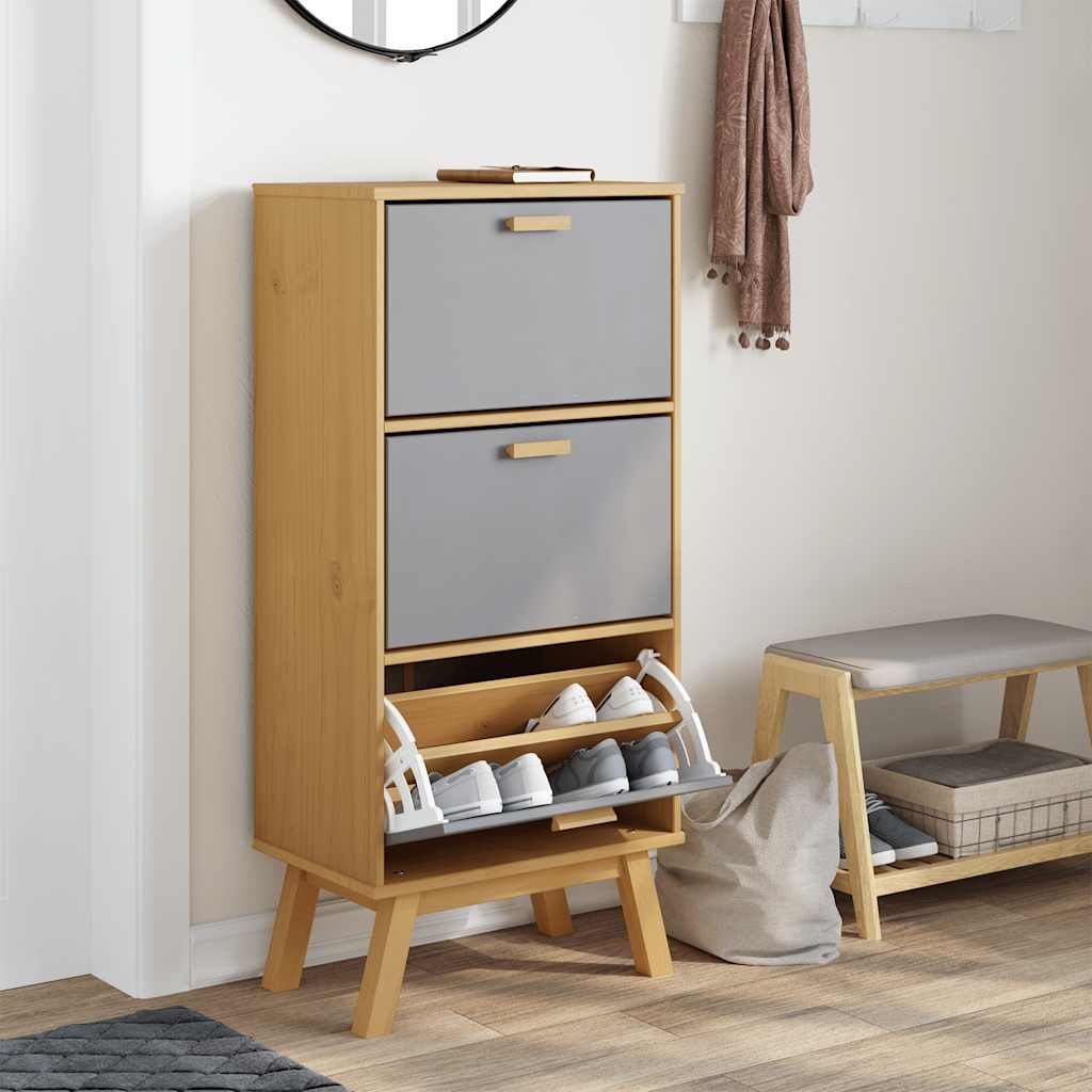 Vidaxx armoire à chaussures ancienne 55x35x120 cm bois de pin gris et marron