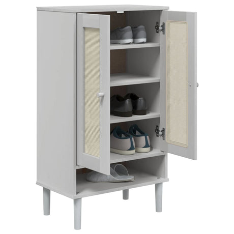 Vidaxx armoire à chaussures senja 59,5x35x107 cm aspect rotin bois de pin blanc
