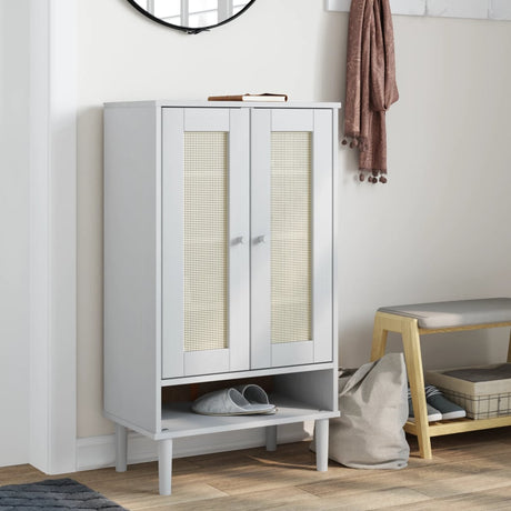 Vidaxx armoire à chaussures senja 59,5x35x107 cm aspect rotin bois de pin blanc