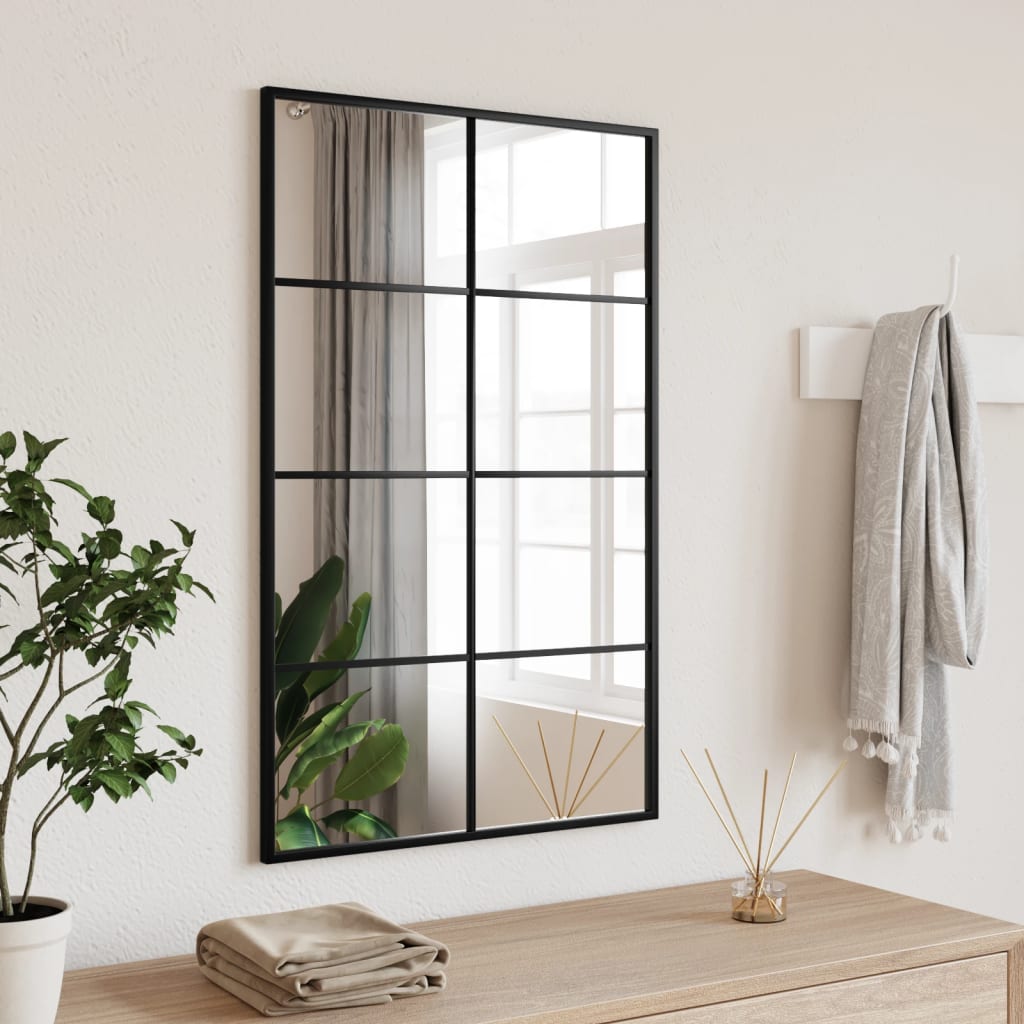 Vidaxl Mirror de pared rectangular 50x80 cm de hierro negro