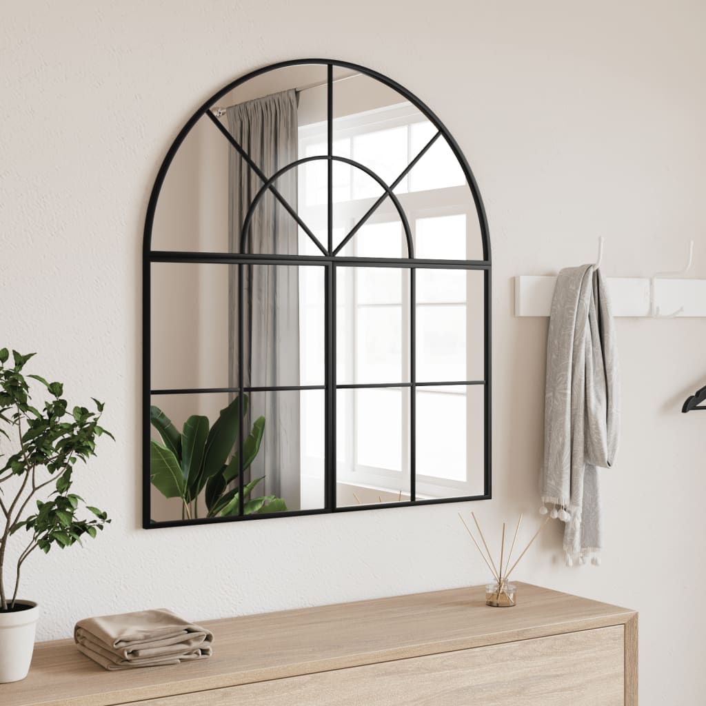 Bidaxl Wall Mirror Boog 80x40 cm Iron Black