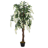 Vidaxl Artificial Plant Wisteria 1260 Leaves 180 cm Green and White