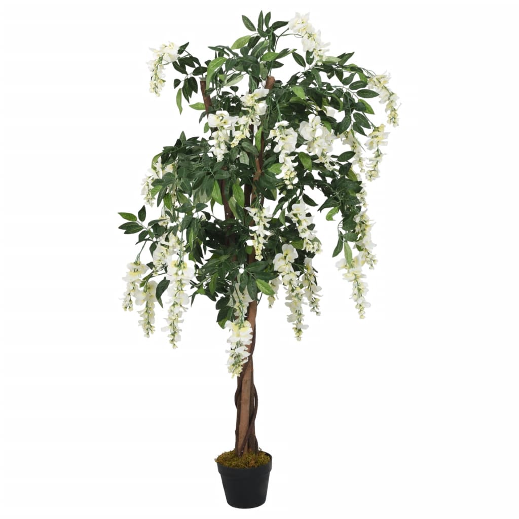 Vidaxl kunstig plante Wisteria 1260 blade 180 cm grøn og hvid